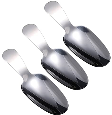 Cabilock 3 Stücke Edelstahl Löffel Dessertlöffel Teeschaufel Kaffeeschaufel Rührlöffel Teelöffel Eislöffel Mehlschaufel Gewürzlöffel Servierlöffel für Nachtisch Dessert Eisbecher Eistee Silber