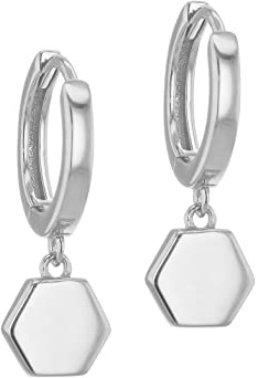Tuscany Silver Damen-Ohrringe aus Sterlingsilber, 7,5 mm x 22 mm, Sechseck und Creolen