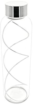 Bottiglia in vetro Borosilicato con spirale antibatterica argento e tappo (1lt, TAPPO ARGENTO)