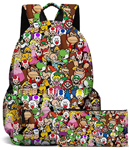 Super Hero Merch Kinder-Rucksack, 3D-Druck, Cartoon-Rucksack, Anime-Schultasche und Federmäppchen, Rucksack für Jungen und Mädchen, Teenager, 2 Stück, 3D-Druck, Modern