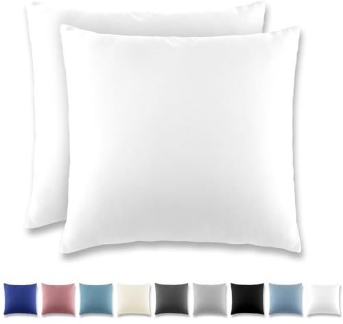 REDKEY Kissenbezug 80x80 cm 2er Set Kopfkissenbezug mit Reißverschluss - Kissenhülle aus gebürstetem Mikrofaser für Kissen,Waschbar bis 40°C Weiß