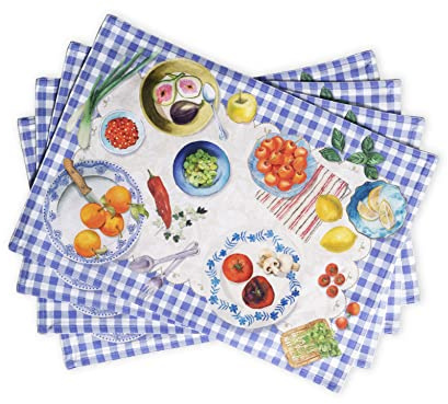 Maison d' Hermine Placemats Set of 4 Reusable 100% Cotton (33 CM x 48 CM) | Cloth Place Mats Washable Table Mats for Kitchen Dining Party Wedding Hotel Home Restaurant Spring Summer - Gourmand