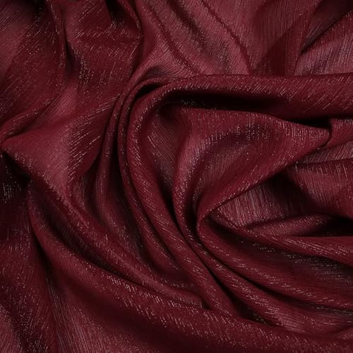 Yoryu Chiffon-Stoff mit Georgette-Motiv, Nähstoff, Gardinenstoff Meterware, 147 cm, über 20 Farben (1 Meter, Weinkastanienbraun 7652)