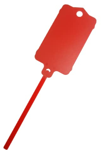 100 Stück wiederverwendbare Blanko-Plastikanhänger, Bänder, Schlüsselanhänger, 3,7 x 6,3 cm, gezacktes Spannsiegelband mit großem Etikett, Kunststoff-Krawattenmarkier-Etikett, wasserdicht, zum