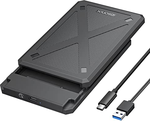 iDsonix Case HDD 2.5 Sata Usb 3.1, 6Gbps Case Hard Disk per SATA III 7mm/9.5mm SSD HDD, Supporto UASP & Tool Free Hard Disk Esterno Box Caso Nero(PW25-C3)
