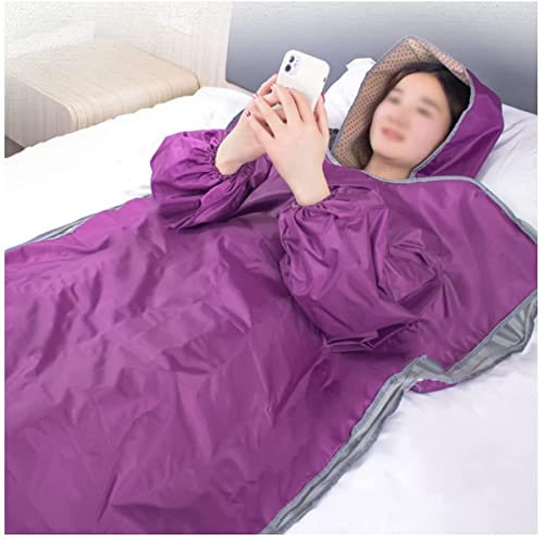 Higher Dose Infrared Sauna Blanket, Body Slimming Detox, Professional Sweating Sauna Bed Stress Pain Relief, with Sleeves and Hat, Purple