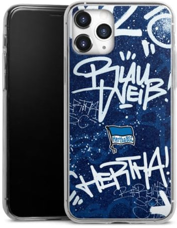 Slim Case kompatibel mit Apple iPhone 11 Pro Silikon Handyhülle transparent Hülle extra dünn Hertha BSC Graffiti Offizielles Lizenzprodukt