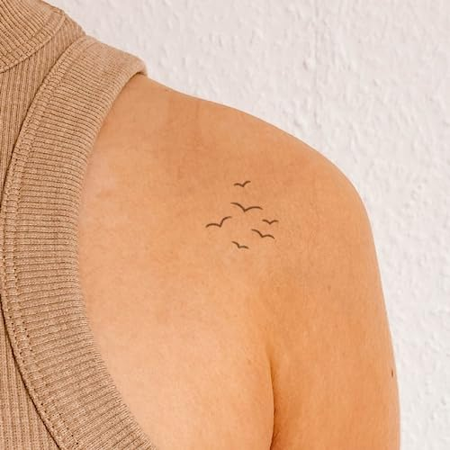 Inkster® Vögel Tattoo | Temporäres Tattoo mit EU-Kosmetikzertifizierung | wasserfest + vegan | revolutionäres 2-Wochen-Tattoo | Fake Tattoos und Klebetattoos für Erwachsene