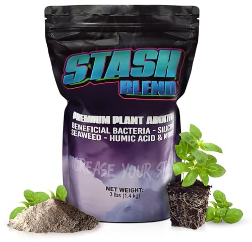 Stash Blend Premium Pflanzenzusatz Wurzelhormon für Pflanzen – mit Maisschrittlauge, Algenpulver, Huminsäure, Mykorrhizen, mikrobiellen Bakterien, löslichem Silizium – ideal für Gärtner und Züchter