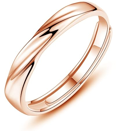 Josfeva Herren Trauringe Paar Ringe, 925 Sterling Silber Rose Gold Offen Verstellbar Partnerringe Verlobungsring Hochzeitsring Band Ring mit Weiß Zirkonia, Geschenk für Ehefrau Mann Freundin Freund
