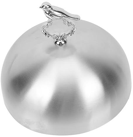 HOMSFOU steak cover stainless steel dishes bacon oven rack cloche dome melting dome plate covers for dinner plates basting over cheese dome bread cloche griddle scoop Kitchenware round