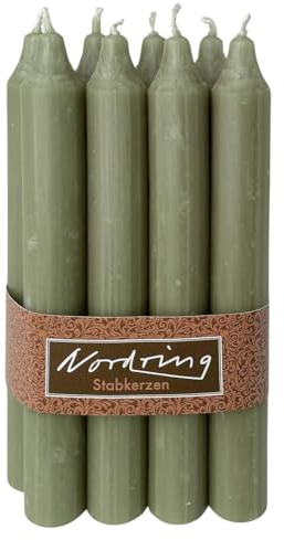 Nordring 8 Stück Stabkerzen moosgrün 2,2 x 18 cm hoch