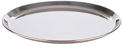 APS 30148 Plateau de Service Maison de café Ø 27 cm, Acier Inoxydable Poli Miroir, Bord roulé
