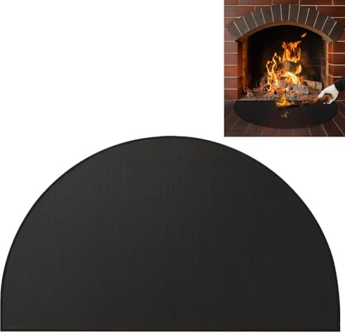 YOYIAG Fireplace Hearth Rug, 50 x 80 CM, Black, Fireproof Mat, Anti-Slip, Indoor, Outdoor