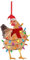 1 Stück Holz Weihnachtsanhänger Huhn mit Schal Weihnachtsbaum Anhänger Lustiges Huhn Figur Weihnachtsschmuck für Garten Balkon Tür Fensterbaum Outdoor Weihnachtsdekoration & (F-012 2D Acryl, One Size)