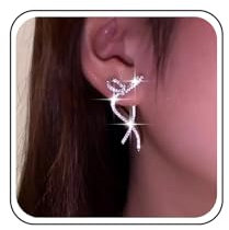 TseenYi Kristall Bogen Ohrringe - Vintage Strass Bowknot Silber Cz Tropfen Ohrringe - Braut Funkelnde Schmuck Für Frauen Und Mädchen