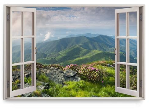 Paul Sinus Wandbild 120x80cm Fensterbild Berge Alpen Gebirge Grün Natur Bergblumen