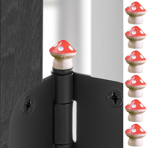 Door Hinge Heads Decorative Topper - Hinge Head Mushroom - Magnetic Hinge Head Trinket - Hinge Pin Topper Miniature (Red, Set of 6)