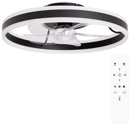 ValueLights | Circle Design Ceiling Fan with Integrated LED Dimmable Light and Clear Blades | Ceiling Fans with Lamps, Home Décor & Improvement Essential