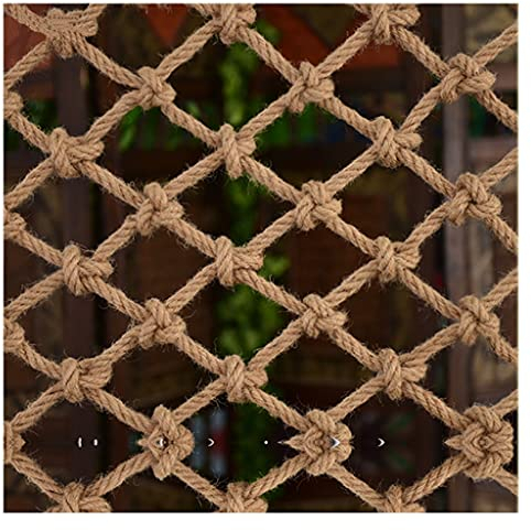 Dekoratives Jute-Hanfnetz, Sicherheitsnetz aus Hanfseil für Kinder, zum Spielen, Klettern, Papageienspielzeug, dekoratives Netz für Hintergrundwände (12 mm Seil, 20 cm Loch) (Farbe: 12 mm x 20 cm