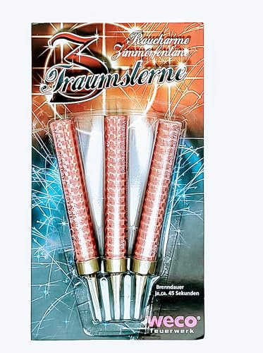 Weco 45 Sek Tortenfontäne Zimmerfontäne Eissterne Zaubersterne Eisfontäne Traumsterne mit roter Flamme für Verlobung Hochzeit Geburtstag Kinder und Deko für Kuchen Torten (3)