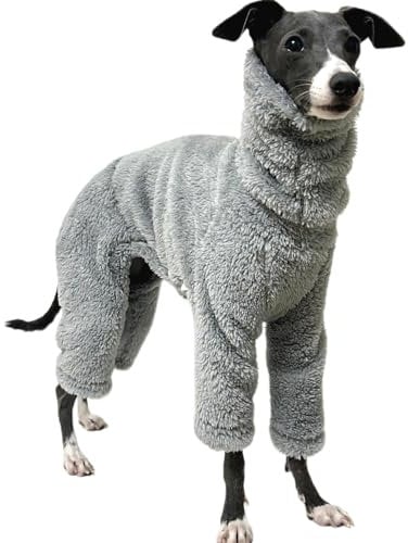 UOSIA Fleece-Overall für Hunde, Ganzkörpermantel mit Beinen, weicher und warmer Schlafanzug für Hunde, Winterkleidung für italienische Windhunde für kleine, mittelgroße und große Hunde