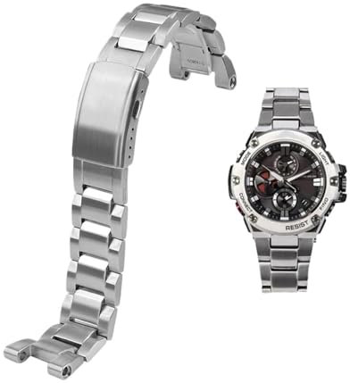 Passend for Casio G-Shock Edelstahl-Armband GST-210 GST-W300 GST-400G GST-B100 S100D/S110D/W110 Metallarmband-Uhrenarmband(Silver)