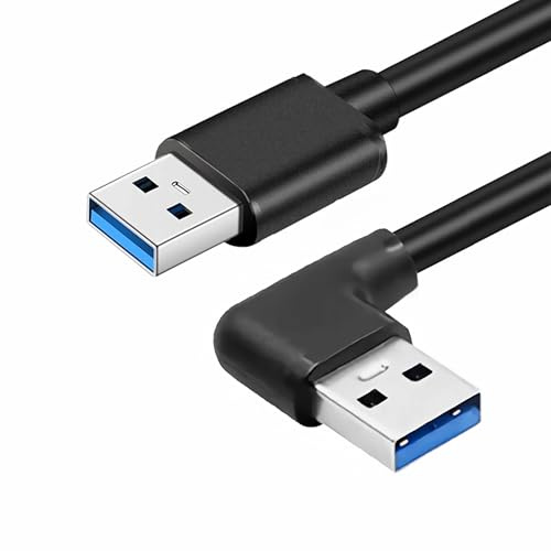 Bolwins F08S USB 3.0 Kabel Adapter – 50 cm Datenkabel USB A auf USB A Stecker, 90° Abgewinkelt Links, Hochgeschwindigkeits-Verbindungskabel
