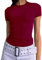 Cuptacc Tshirt Damen Sommer Rundhals Mädchen Stretch T Shirt Slim Fit Sport Skims Dupe Damen Tight Kurzarm Einfarbig Top Weinrot L