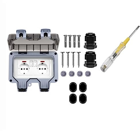 Diheohg Dustproof Outdoor Socket with Switch, Wall Socket Protection Contact for Wet Room