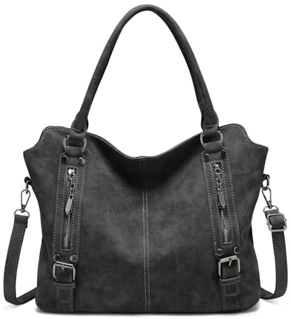 BAIGIO Handtasche Damen Umhangetasche Hobo Tote Taschen Weiche PU Suede Leder Vintage Slouchy Shopper City Bag Arbeitstasche fur Schule Reisen