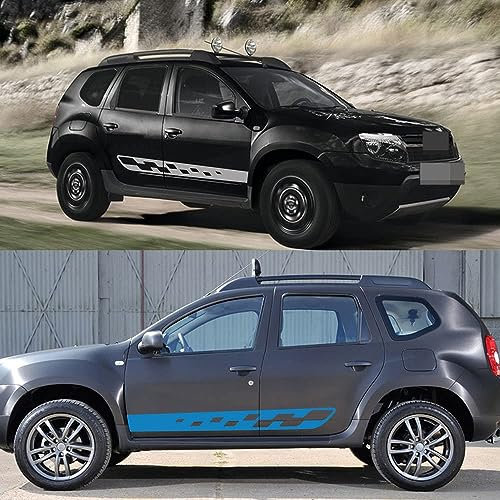 yinjianping 2Pcs Car Side Skirt Decal Stickers for Dacia duster,2 Pcs Car Door Side Stripe Skirt Sticker Vinyl Decal,Car Body Vinyl Door Skirt,car side skirt stickers,D-Blue