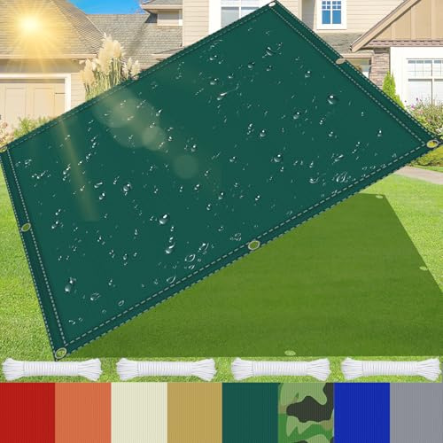 AMXFS Sonnensegel mit Ösen mit 95% Schattierwirkung aus Oxford-Stoff 180g/㎡ 3m x 6m Garten markisenstoff wasserdicht UV-Schutz Sonnenschutz für Camping Balkon Schwimmbad Carport - Grün