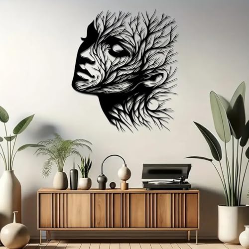 Generisch Abstrakt Metallbilder Wanddeko, Lebensbaum Wanddeko, Gesicht Wanddeko Metall Schwarz, Frauen Wanddeko Wohnzimmer Modern