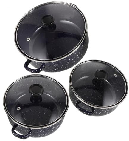 FUNNETOYU 1 Set Mini Soup Pot Three-piece Set Spatula Instant Saucepans for Induction Hobs Small Cooking Pot Removable Liner Handle Baking Dishes Ramekin Accessories Strainer Non Enamel Blue
