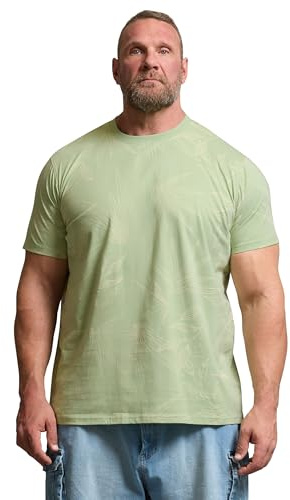 BadRhino Big & Tall Sage Green Leaf Printed T-Shirt - Men's - Plus Size Curve