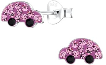 Monkimau Mädchen Ohrringe Auto | Ohrstecker aus 925 Sterling Silber | Kinderohrringe hypoallergen