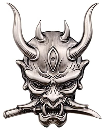 Japanischer Oni-Samurai-Aufkleber für Auto, Motorrad, Logo, Dekoration, Aufkleber, silberfarben, 7,6 x 5,5 x 1,9 cm