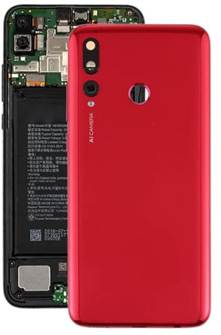 WJHZSPIVNAH Coperchio Posteriore della Batteria con Copertina dell'obiettivo della Fotocamera per Huawei P Smart+ 2019 (Rosso)