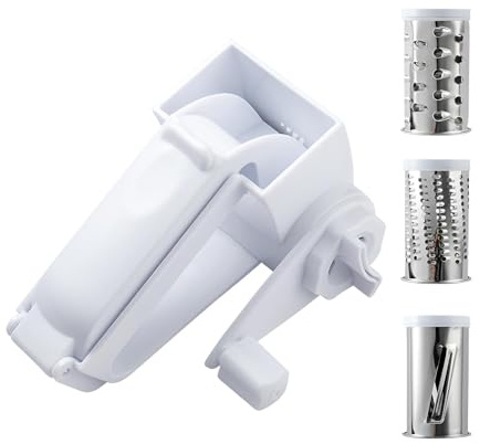 Rallador de queso 3 en 1, rallador de queso giratorio de acero inoxidable, cortador de queso, rallador pequeño para cocina, también adecuado para chocolate, nueces