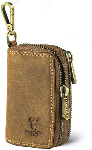 MATADOR Schlüsseletui Herren Leder #KOPENHAGEN mit edler Geschenk Box, Elegante Schlüsseltasche Auto mit Schlüsselanhänger, RFID Geldbörse, Luxus Autoschlüssel Hülle mit Doppel Fach, Braun Hunter