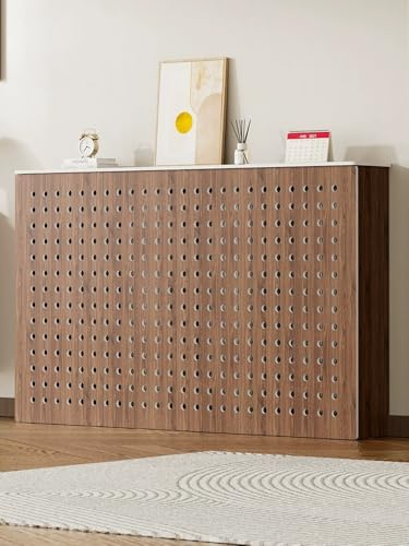 CMYAOYC Moderne Heizkörper Abdeckung, Grillschrank, Blumenständer aus Holz, Klimaanlagen Gestell für Den Außenbereich, Braune Heizkörperverkleidung für Wohnzimmer und Flur(80x80x15cm)