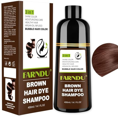 Brown Hair Dye Shampoo for Women Men, Natural Herbal Ingredients Natural Gray Hair Colour Shampoo