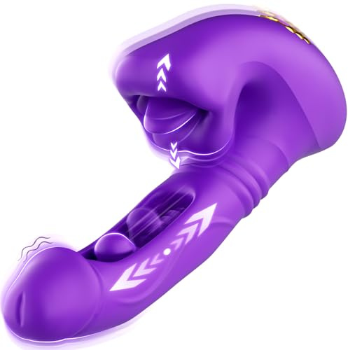 Vibration für Frauen Dildo Vibrator mit Interner Stoßfunktion, Sex Spielzeug für die Frau mit 9 Zungenlecken 9 Stoßfunktion 9 Vibrationmodi, Vibratorensets Sex Toyset für Woman G Punkt Klitoris
