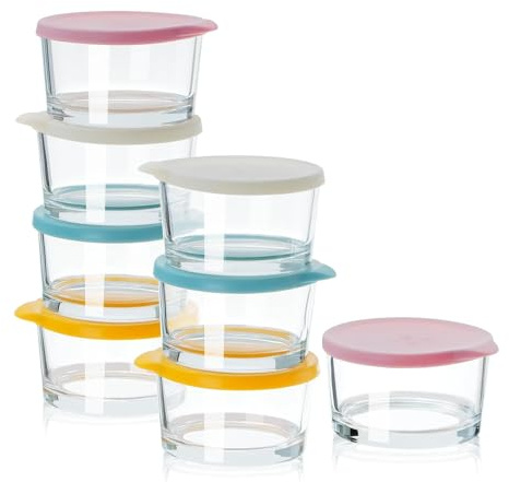 PISTISJACK 8 Stück Salatdressing Behälter,200ml Glas kleine Würze mit Deckel,Lebensmittelbehälter,Overnight Oats Gläser,Einmachgläser mit Schraubdeckel,für Snack, Dips, Salat, Gewürze,Joghurt,Pudding