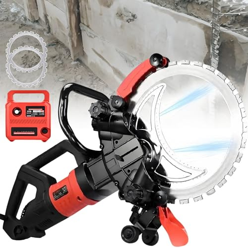 moupeaktain 16″ Wandschneidemaschine, 9500W Betonschneidesäge, Betonsäge Mit Wassergespeister Staubunterdrückung, Betonringsäge Mit 2 Sägeblättern, Für Granit, Beton, Stein Brushless