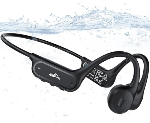 HWTBXLFJHA Auriculares de conducción ósea, Auriculares para natación, Auriculares Natacion Resistentes al Agua IP68 con MP3 y Memoria de 32 GB Acuaticos para Natacion Correr Ciclismo