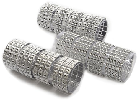 Serviettenring Serviettenhalter Serviettenringe Strasssteinchen Taufe Hochzeit Weihnachten Metall silber 4 tlg