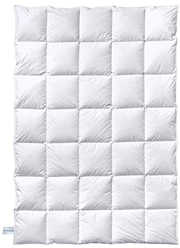 billerbeck Daunendecke – Dorothea 90 - Bettdecke für alle Jahreszeiten - 135 x 200 cm Decke mit echten Daunen – Wärmestufe Mittel, Weiß