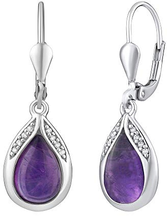 SILVEGO Orecchini da Donna in Argento Sterling 925 Goccia con Ametista Viola Naturale